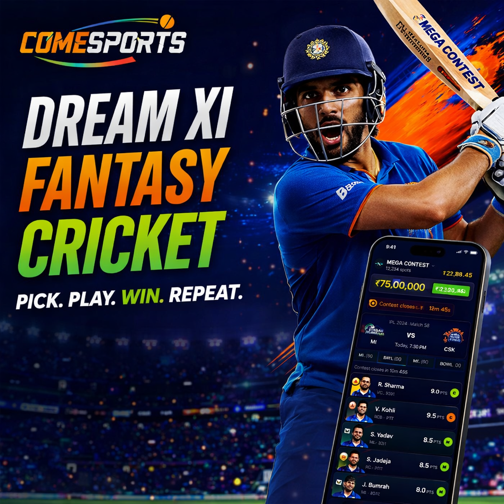 Come Club App Dream XI fantasy cricket ad visual