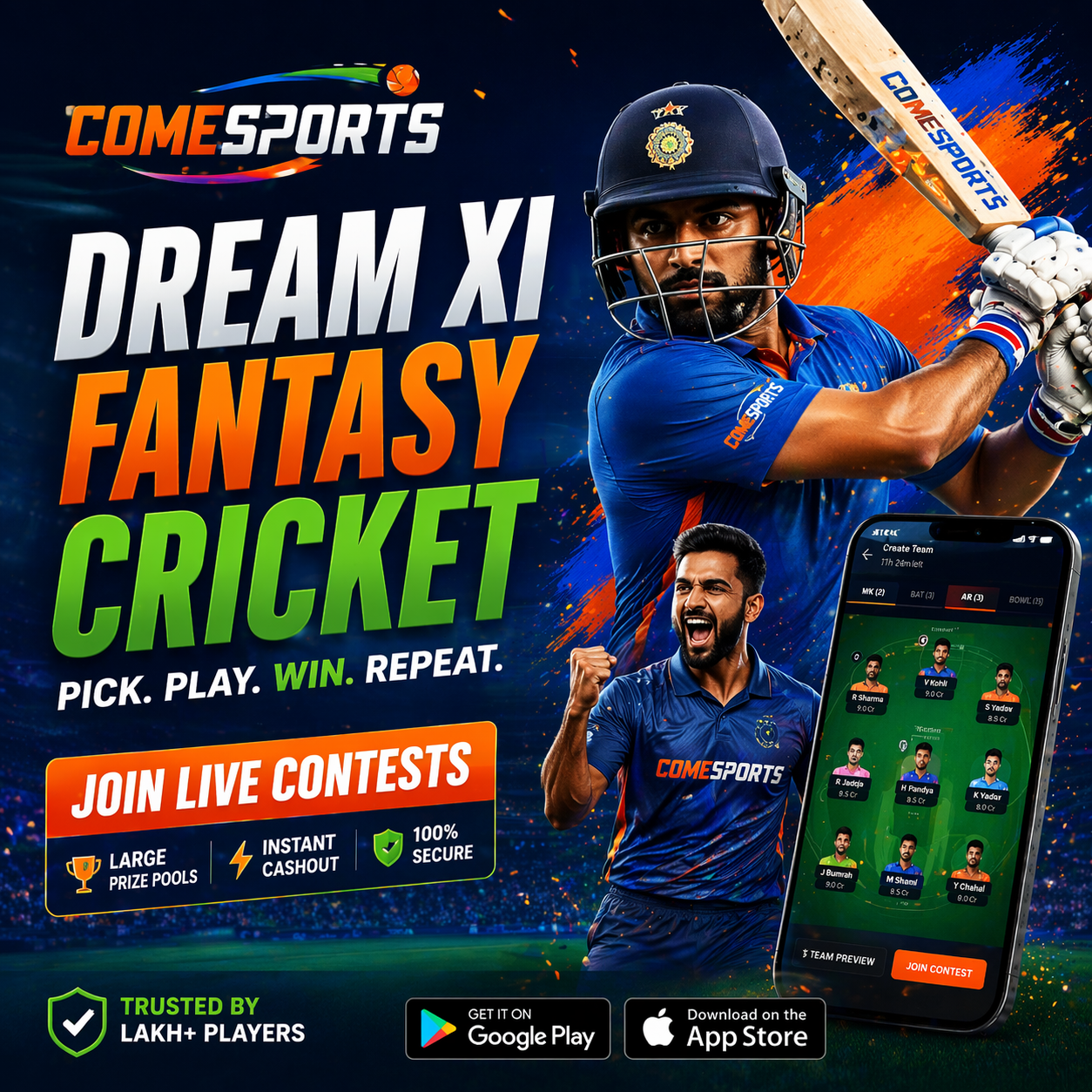 Come Club App fantasy sports main visual